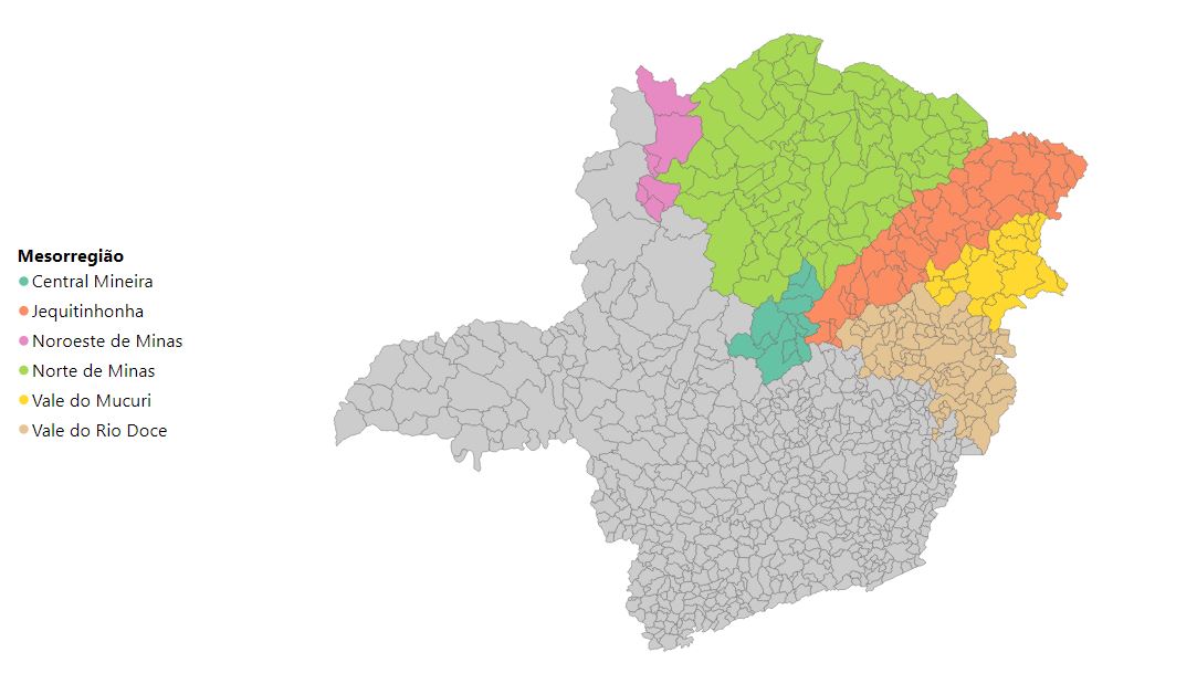 Mapa da área de atuação do Idene