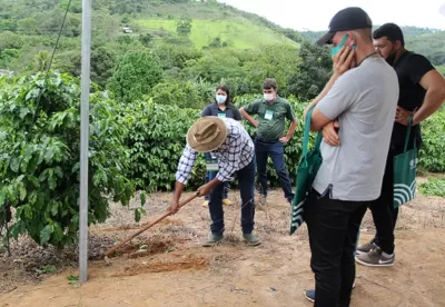 Cafeicultores participam de Dia de Campo e observam o manejo de tratos culturais num pé de café