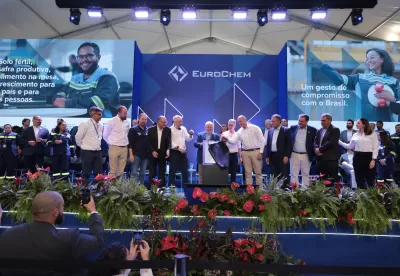 Descerramento da placa para inauguração do Complexo Mineroindustrial da empresa EuroChem, na cidade de Serra do Salitre, na região do Triângulo Mineiro e Alto Paranaíba.