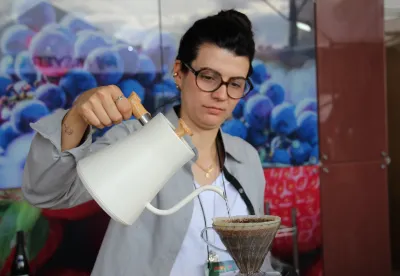 O método de preparo filtrado Hario V60 foi demonstrado