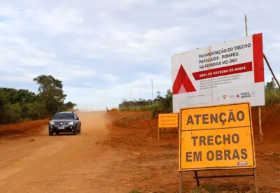 Estrada em obras em Papagaios