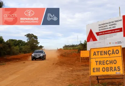 Obras na estrada de Papagaios-Pompéu