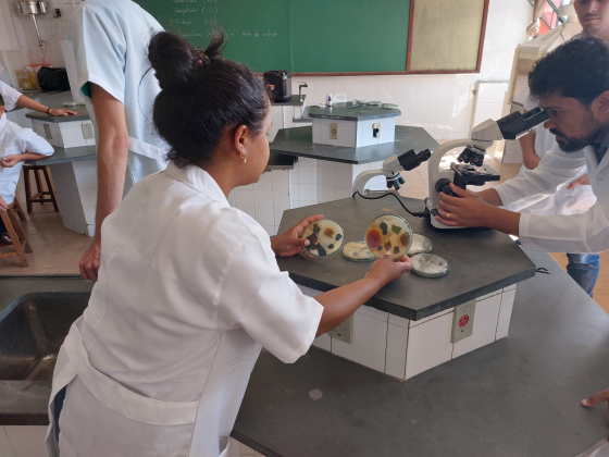 Alunos em aula prática em laboratório do Instituto Tecnológico de Agropecuária de Pitangui