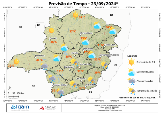 imagem do mapa de Minas Gerais