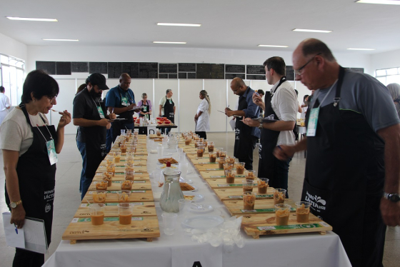 Foto mostra a avaliação de produtos lácteos no concurso