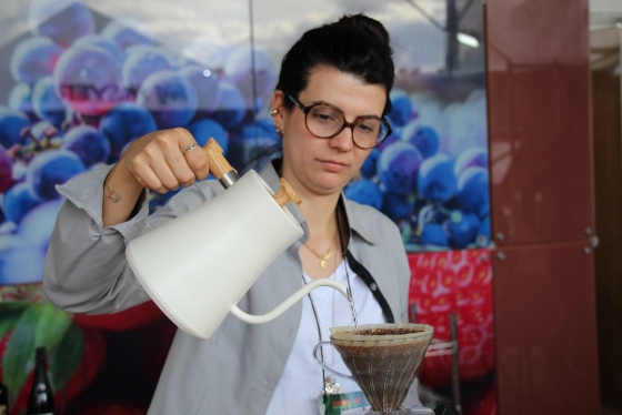 O método de preparo filtrado Hario V60 foi demonstrado