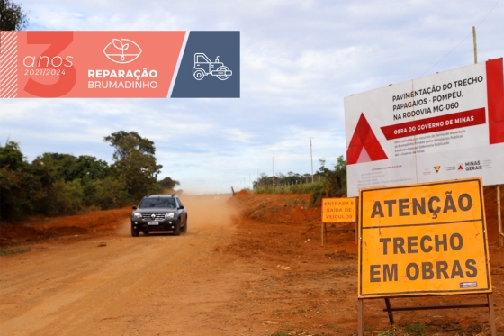 Obras na estrada de Papagaios-Pompéu