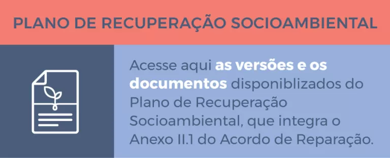 Infográfico sobre os documentos do Plano de Recuperação Socioambiental